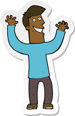 sticker of a cartoon excited man