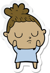 Obraz premium sticker of a cartoon calm woman