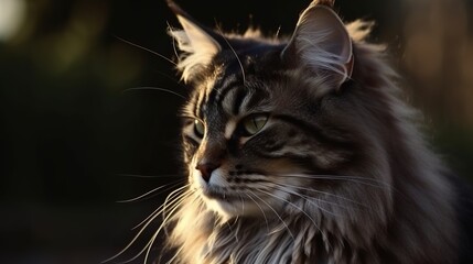 Beautiful Maine Coon Cat. A Portrait of Grace and Adventure.