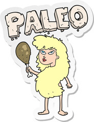 sticker of a cartoon woman on paleo diet