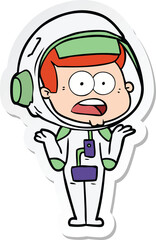 Obraz premium sticker of a cartoon surprised astronaut