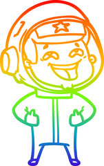 rainbow gradient line drawing cartoon laughing astronaut