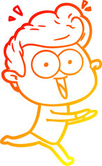 warm gradient line drawing cartoon staring man