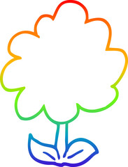 rainbow gradient line drawing cartoon flower
