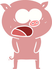 flat color style cartoon pig shouting