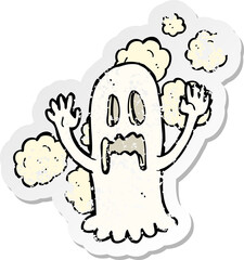 retro distressed sticker of a cartoon spooky ghost
