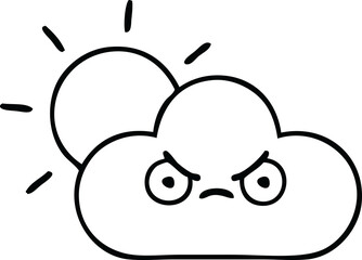 line drawing cartoon sunshine and cloud