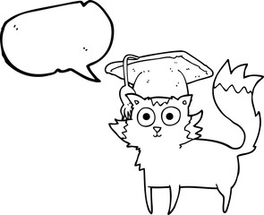 speech bubble cartoon cat graduate