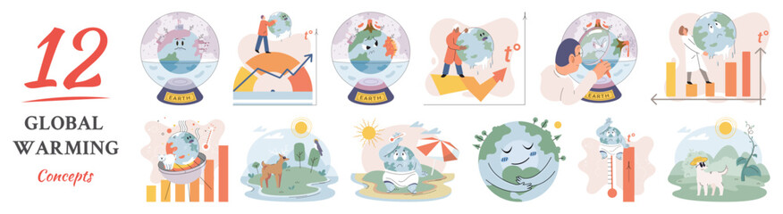 Climate change weather global greenhouse warming risks metaphor concept. Save planet. Compared planet with renewable eco resources consumption global warmings burning alternative. Environment Day