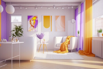 Modern interior of the female beauty salon. Super photo realistic background, generative ai illustration	
