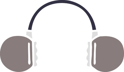 flat color retro cartoon retro headphone
