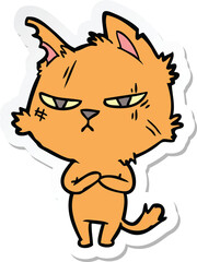 sticker of a tough cartoon cat