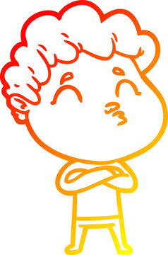 recommend clip art: warm gradient line drawing cartoon man pouting