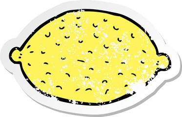 retro distressed sticker of a cartoon lemon