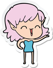 sticker of a cartoon elf girl