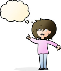 cartoon woman asking question with thought bubble