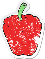 retro distressed sticker of a cartoon pepper