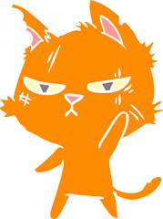 tough flat color style cartoon cat