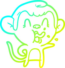 cold gradient line drawing crazy cartoon monkey