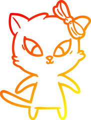 warm gradient line drawing cartoon cat
