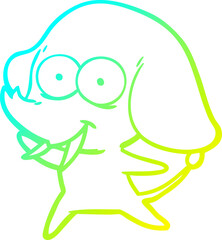 Fototapeta premium cold gradient line drawing happy cartoon elephant