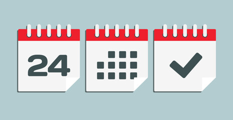 Vector icon page calendar - 24 day, agenda, done