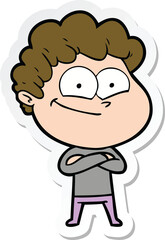 sticker of a cartoon happy man