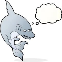 Fototapeten funny cartoon shark with thought bubble © lineartestpilot