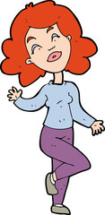 cartoon happy woman dancing