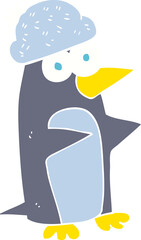 flat color illustration of a cartoon penguin