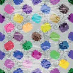 Fototapeta na wymiar Vector seamless geometric floral grunge pattern