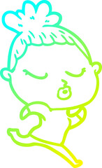 cold gradient line drawing cartoon calm woman