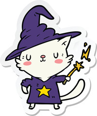sticker of a cartoon cat wizard
