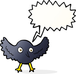 cartoon crow with speech bubble