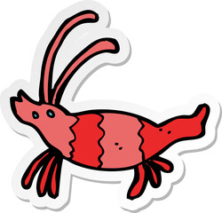 sticker of a cartoon shrimp