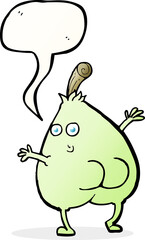 a nice pear cartoon with speech bubble
