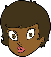 cartoon surprised female face