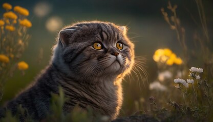 Beautiful Scottish Fold Cat. A Portrait of Grace and Adventure.
