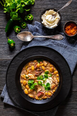 smoked ham hock chicken chili in a bowl