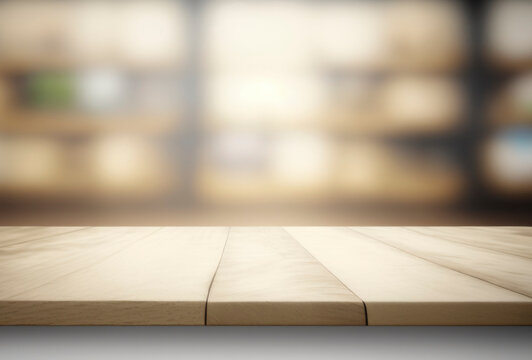 Empty Beautiful wood table and clean white modern interior room background, Ready for product montage