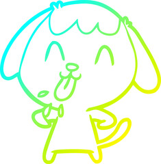 cold gradient line drawing cute cartoon dog