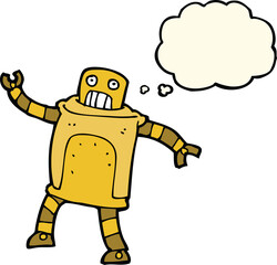 cartoon robot with thought bubble