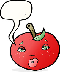 cartoon apple with face with speech bubble