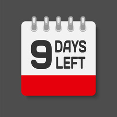 Countdown daily page calendar icon - 9 days left