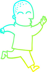 cold gradient line drawing cartoon man running