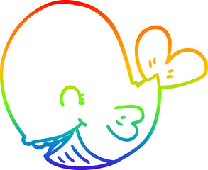 rainbow gradient line drawing cartoon whale