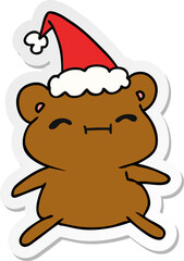 christmas sticker cartoon of kawaii bear