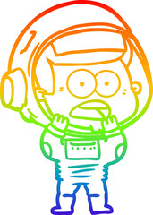 rainbow gradient line drawing cartoon surprised astronaut