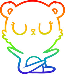 rainbow gradient line drawing peaceful cartoon bear