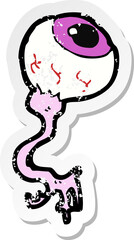 retro distressed sticker of a cartoon gross eyeball